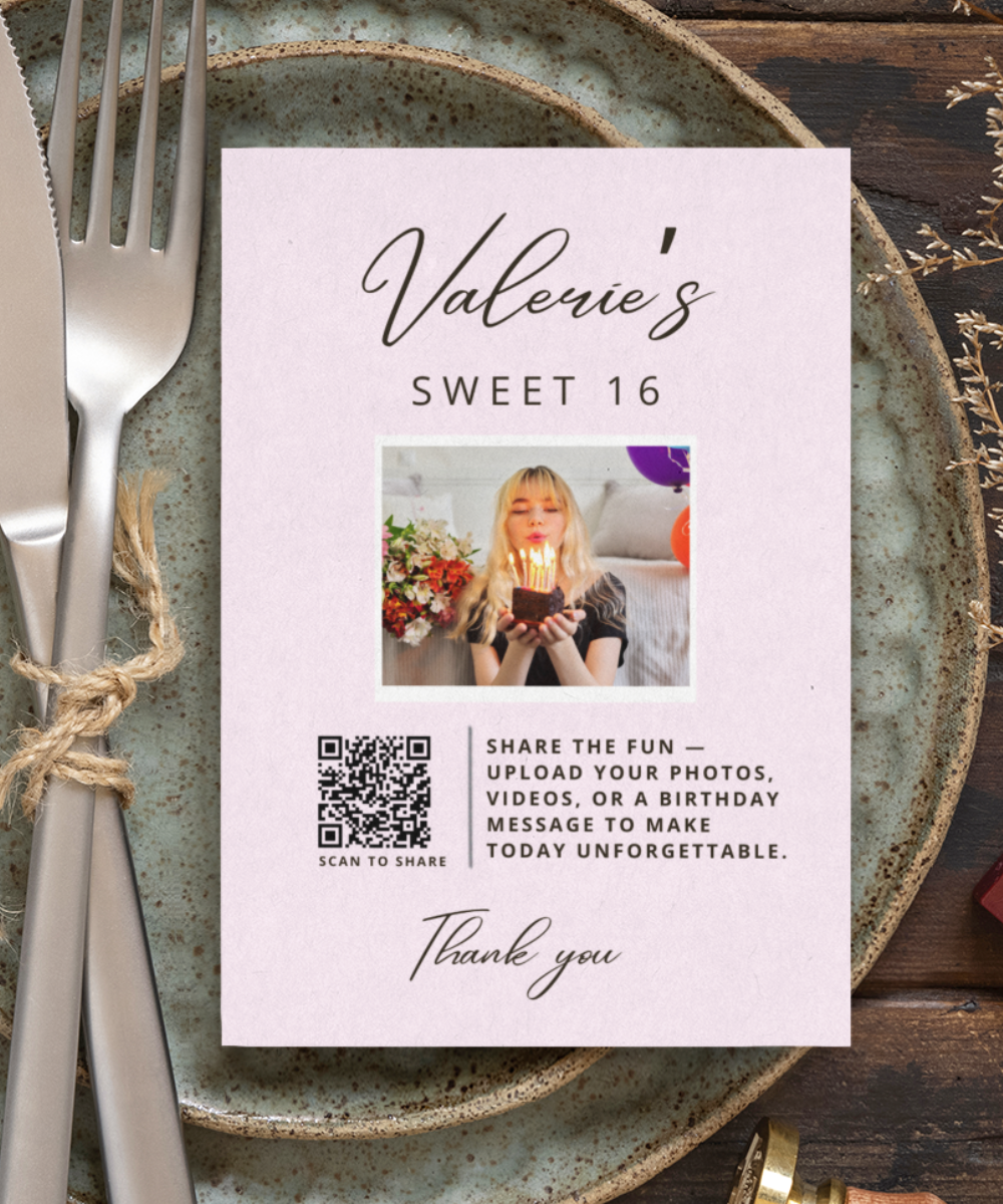 Birthday Digital Guestbook & QR Photo Sharing
